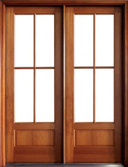 WDMA 56x80 Door (4ft8in by 6ft8in) French Mahogany Alexandria SDL 4 Lite Impact Double Door 1