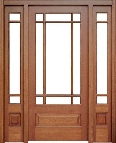 WDMA 56x80 Door (4ft8in by 6ft8in) Patio Swing Mahogany Madison 9 Lite Single Door/2Sidelight 1