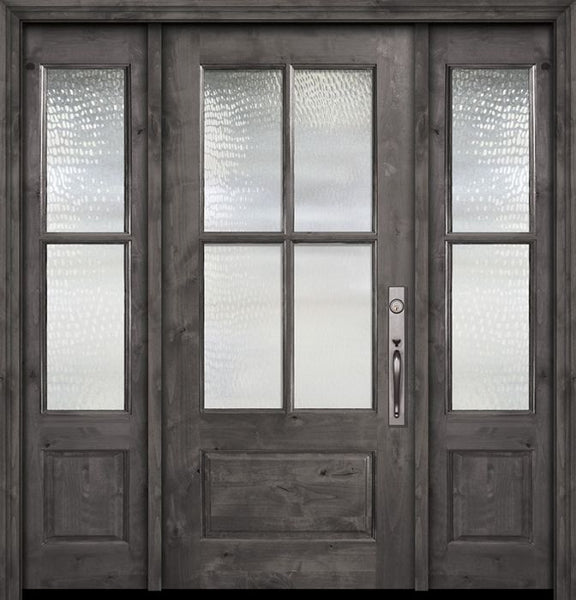 WDMA 56x80 Door (4ft8in by 6ft8in) Exterior Knotty Alder 80in 2/3 Lite 4 Lite SDL Estancia Alder Door /2side 1