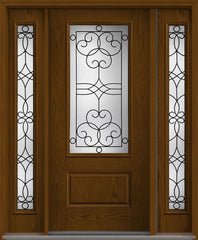 WDMA 56x80 Door (4ft8in by 6ft8in) Exterior Oak Salinas 3/4 Lite 1 Panel Fiberglass Door 2 Sides HVHZ Impact 1