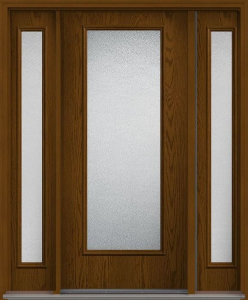 WDMA 56x80 Door (4ft8in by 6ft8in) Patio Oak Granite Full Lite Flush Fiberglass Exterior Door 2 Sides HVHZ Impact 1