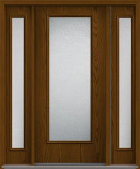 WDMA 56x80 Door (4ft8in by 6ft8in) Patio Oak Granite Full Lite Flush Fiberglass Exterior Door 2 Sides HVHZ Impact 1