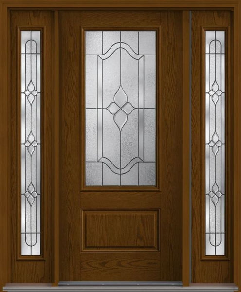 WDMA 56x80 Door (4ft8in by 6ft8in) Exterior Oak Concorde 3/4 Lite 1 Panel Fiberglass Door 2 Sides HVHZ Impact 1