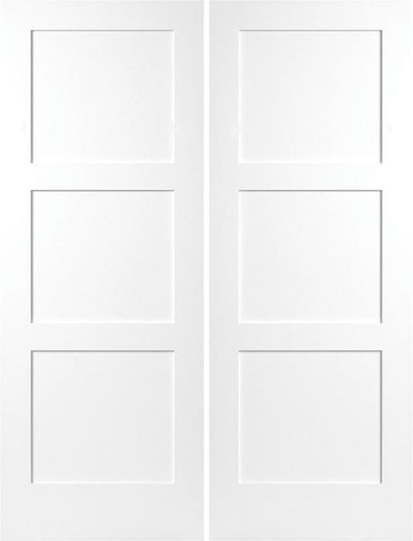 WDMA 56x96 Door (4ft8in by 8ft) Interior Barn Smooth 96in Birkdale 3 Panel Shaker Solid Core Double Door|1-3/4in Thick 1