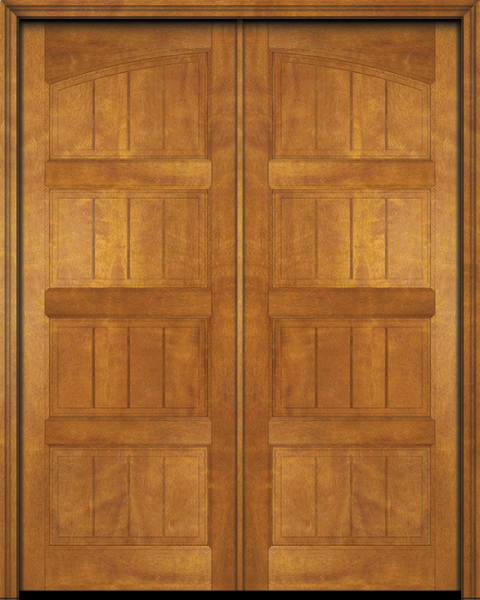 WDMA 56x96 Door (4ft8in by 8ft) Interior Swing Mahogany 4 Panel V-Grooved Plank Rustic-Old World Exterior or Double Door 1