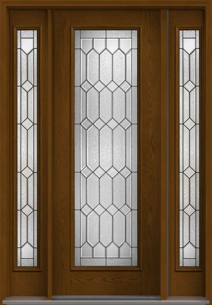 WDMA 56x96 Door (4ft8in by 8ft) Exterior Oak Crystalline 8ft Full Lite W/ Stile Lines Fiberglass Door 2 Sides HVHZ Impact 1