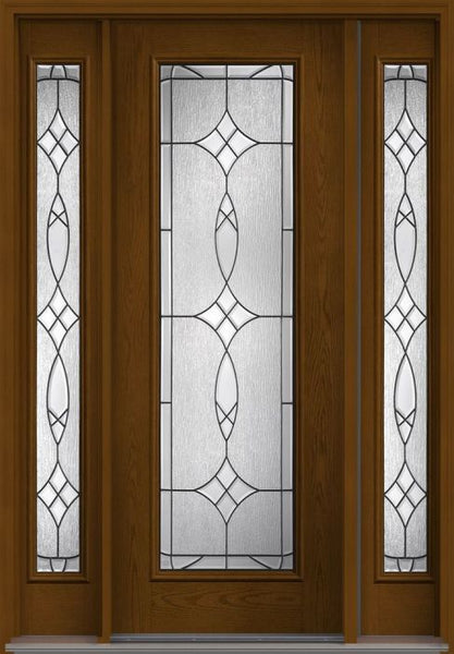 WDMA 56x96 Door (4ft8in by 8ft) Exterior Oak Blackstone 8ft Full Lite W/ Stile Lines Fiberglass Door 2 Sides HVHZ Impact 1