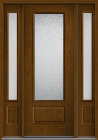 WDMA 58x96 Door (4ft10in by 8ft) Patio Oak Granite 8ft 3/4 Lite 1 Panel Fiberglass Exterior Door 2 Sides 1