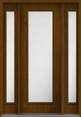 WDMA 58x96 Door (4ft10in by 8ft) Exterior Oak Satin Etch 8ft Full Lite Flush Fiberglass Door 2 Sides HVHZ Impact 1