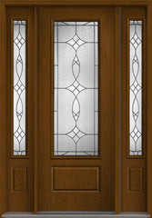 WDMA 58x96 Door (4ft10in by 8ft) Exterior Oak Blackstone 8ft 3/4 Lite 1 Panel Fiberglass Door 2 Sides 1