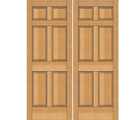 WDMA 60x80 Door (5ft by 6ft8in) Exterior Fir 80in 1-3/4in 6 Panel Double Door 1