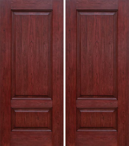 WDMA 60x80 Door (5ft by 6ft8in) Exterior Cherry Two Panel Double Entry Door 1