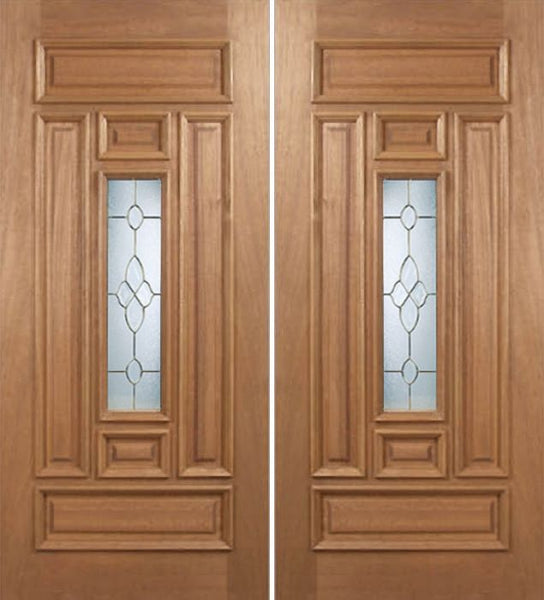 WDMA 60x80 Door (5ft by 6ft8in) Exterior Mahogany Narrow Double Door w/ C Glass 1