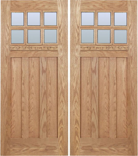 WDMA 60x80 Door (5ft by 6ft8in) Exterior Oak Randall Double Door w/ DB Glass 1