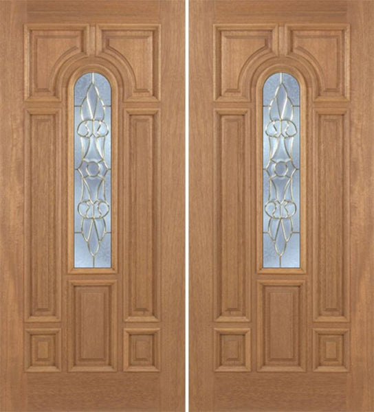 WDMA 60x80 Door (5ft by 6ft8in) Exterior Mahogany Revis Double Door w/ L Glass - 6ft8in Tall 1