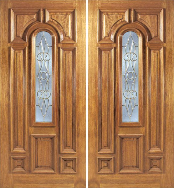 WDMA 60x80 Door (5ft by 6ft8in) Exterior Mahogany Ironbark Double Door w/ L Glass 1