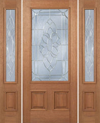 WDMA 60x80 Door (5ft by 6ft8in) Exterior Mahogany Celtic Cross Single Door/2side w/ BO Glass 1