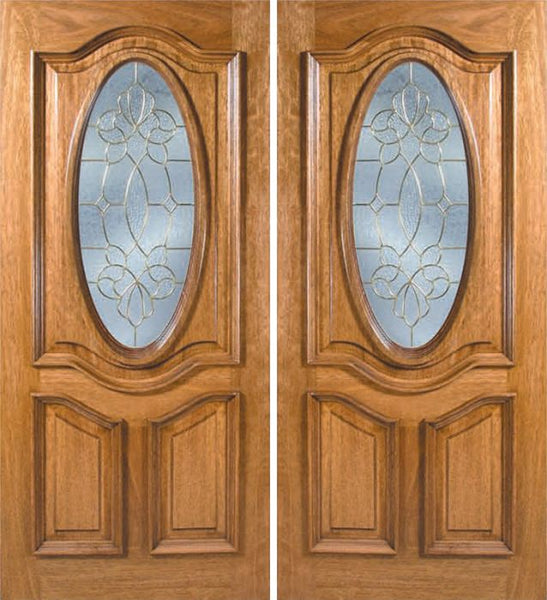 WDMA 60x80 Door (5ft by 6ft8in) Exterior Mahogany La Jolla Double Door w/ BO Glass - 6ft8in Tall 1