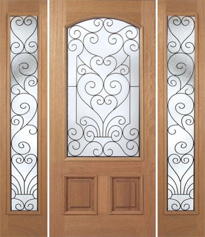 WDMA 60x80 Door (5ft by 6ft8in) Exterior Mahogany Naples Single Door/2side w/ SM Glass 1