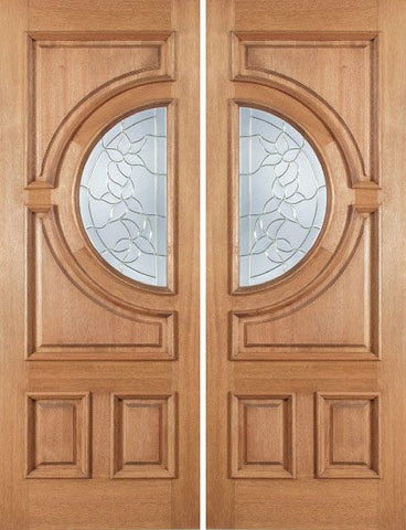 WDMA 60x80 Door (5ft by 6ft8in) Exterior Mahogany Crescent Double Door w/ S Glass 1