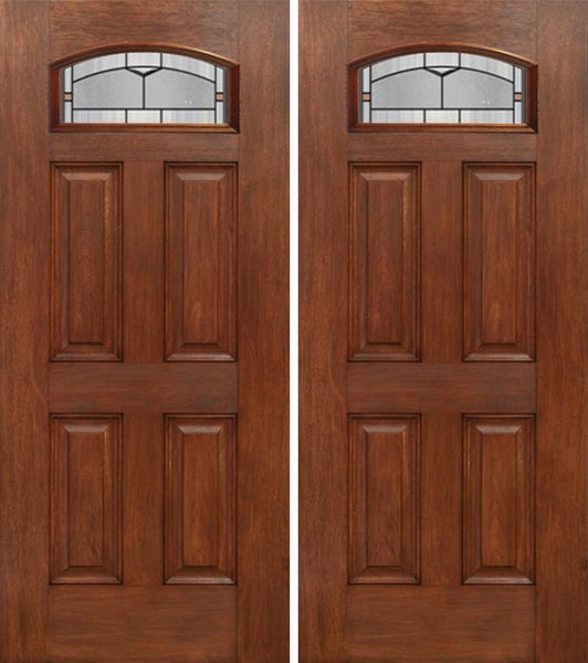 WDMA 60x80 Door (5ft by 6ft8in) Exterior Mahogany Camber Top Double Entry Door TP Glass 1