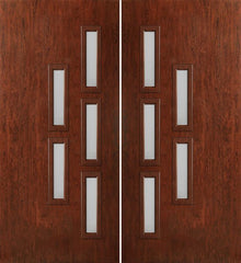 WDMA 60x80 Door (5ft by 6ft8in) Exterior Cherry Contemporary Modern 5 Lite Double Entry Door FC553 1