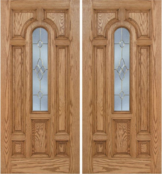 WDMA 60x80 Door (5ft by 6ft8in) Exterior Oak Carrick Double Door w/ C Glass - 6ft8in Tall 1