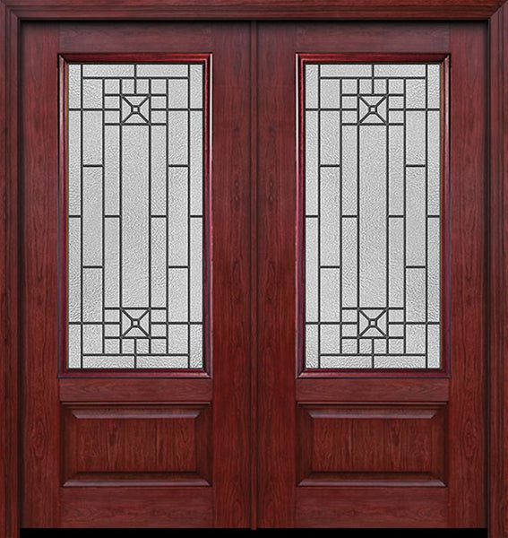 WDMA 60x80 Door (5ft by 6ft8in) Exterior Cherry 3/4 Lite 1 Panel Double Entry Door Courtyard Glass 1