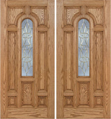 WDMA 60x80 Door (5ft by 6ft8in) Exterior Oak Carrick Double Door w/ OL Glass - 6ft8in Tall 1