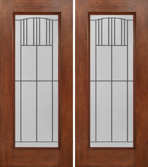 WDMA 60x80 Door (5ft by 6ft8in) Exterior Mahogany Full Lite Double Entry Door MI Glass 1