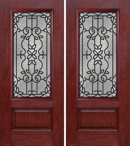 WDMA 60x80 Door (5ft by 6ft8in) Exterior Cherry 3/4 Lite 1 Panel Double Entry Door MD Glass 1