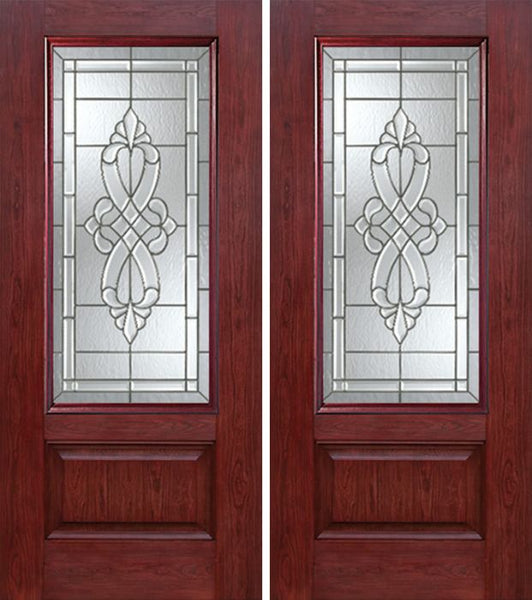 WDMA 60x80 Door (5ft by 6ft8in) Exterior Cherry 3/4 Lite 1 Panel Double Entry Door WS Glass 1