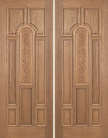 WDMA 60x96 Door (5ft by 8ft) Exterior Mahogany Revis Double Door Carved Panel - 8ft Tall 1