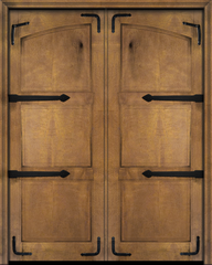 WDMA 60x96 Door (5ft by 8ft) Exterior Barn Mahogany Arch Top 2 Panel Rustic-Old World Home Style or Interior Double Door with Corner Straps / Straps 2