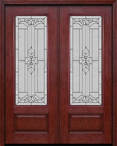 WDMA 60x96 Door (5ft by 8ft) Exterior Cherry 96in 3/4 Lite Double Entry Door Cadence Glass 1