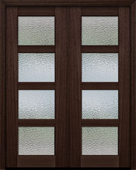 WDMA 60x96 Door (5ft by 8ft) Exterior Mahogany 96in Double 4 lite TDL Continental DoorCraft Door w/Textured Glass 1