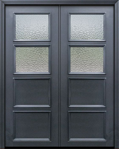 WDMA 60x96 Door (5ft by 8ft) Exterior 96in ThermaPlus Steel 2 Lite 2 Panel Continental Double Door w/ Textured Glass 1