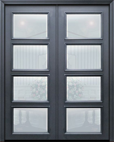 WDMA 60x96 Door (5ft by 8ft) Exterior 96in ThermaPlus Steel 4 Lite Continental Double Door w/ Beveled Glass 1