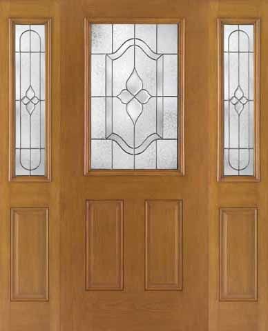 WDMA 62x80 Door (5ft2in by 6ft8in) Exterior Oak Fiberglass Door 1/2 Lite Concorde 6ft8in 2 Sidelight 1