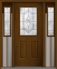 WDMA 62x80 Door (5ft2in by 6ft8in) Exterior Oak Concorde Half Lite 2 Panel Fiberglass Door 2 Sides 1