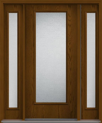 WDMA 62x80 Door (5ft2in by 6ft8in) Exterior Oak Granite Full Lite Flush Fiberglass Door 2 Sides 1