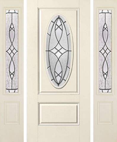 WDMA 62x80 Door (5ft2in by 6ft8in) Exterior Smooth Blackstone 3/4 Captured Oval Lite 1 Panel Star Door 2 Sides 1