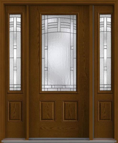 WDMA 62x80 Door (5ft2in by 6ft8in) Exterior Oak Maple Park 3/4 Lite 2 Panel Fiberglass Door 2 Sides 1