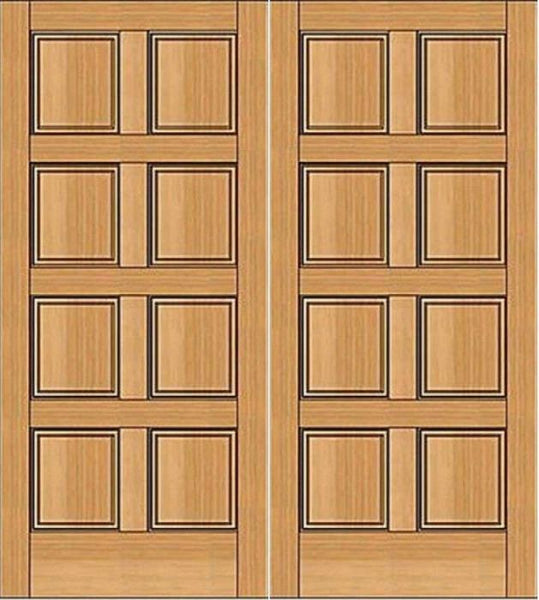 WDMA 64x80 Door (5ft4in by 6ft8in) Exterior Fir 1-3/4in 8 Panel Double Door 1