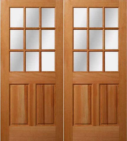 WDMA 64x80 Door (5ft4in by 6ft8in) Exterior Fir 1-3/4in 9 light Double Door 1