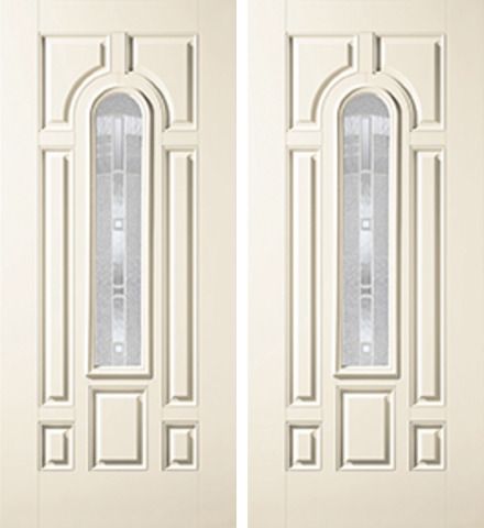 WDMA 64x80 Door (5ft4in by 6ft8in) Exterior Smooth MaplePark Center Arch Lite 7 Panel Star Double Door 1