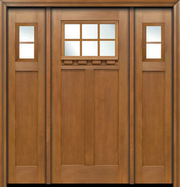 WDMA 64x80 Door (5ft4in by 6ft8in) Exterior Fir Craftsman Top 6 Lite Single Entry Door Sidelights 1