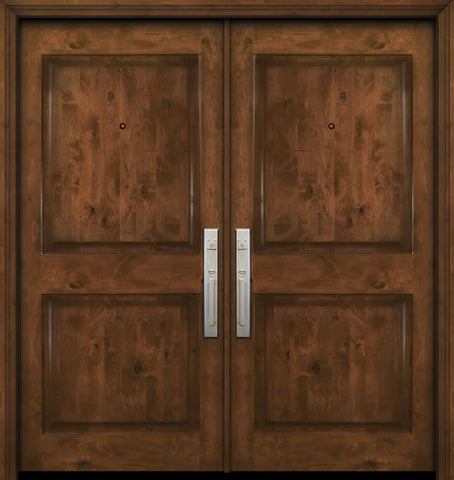 WDMA 64x80 Door (5ft4in by 6ft8in) Exterior Knotty Alder 80in Double 2 Panel Square Estancia Alder Door 1