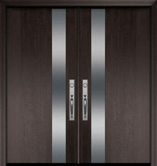 WDMA 64x80 Door (5ft4in by 6ft8in) Exterior Mahogany 80in Double Costa Mesa Solid Contemporary Door 1