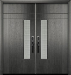 WDMA 64x80 Door (5ft4in by 6ft8in) Exterior Mahogany 80in Double Santa Barbara Contemporary Door w/Metal Grid 1